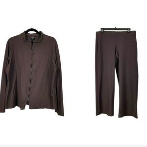 Eileen Fisher Brown Jacket & Pants Set XL
